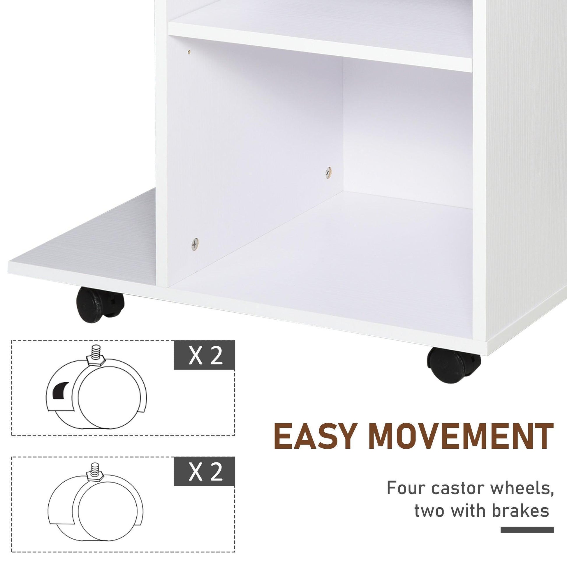 Vinsetto Rolling Printer Stand Cart: Adjustable Shelf, White - ALL4U RETAILER LTD