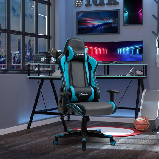 Vinsetto Sky Blue Gaming Chair: Ergonomic & Adjustable - ALL4U RETAILER LTD