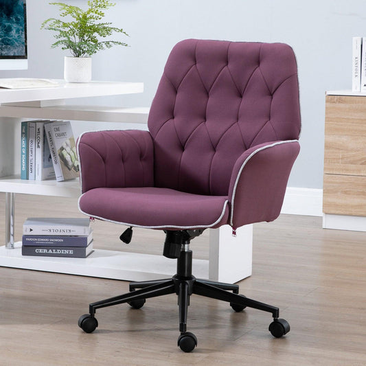 Vinsetto Swivel Office Chair - Adjustable Seat, Purple - ALL4U RETAILER LTD