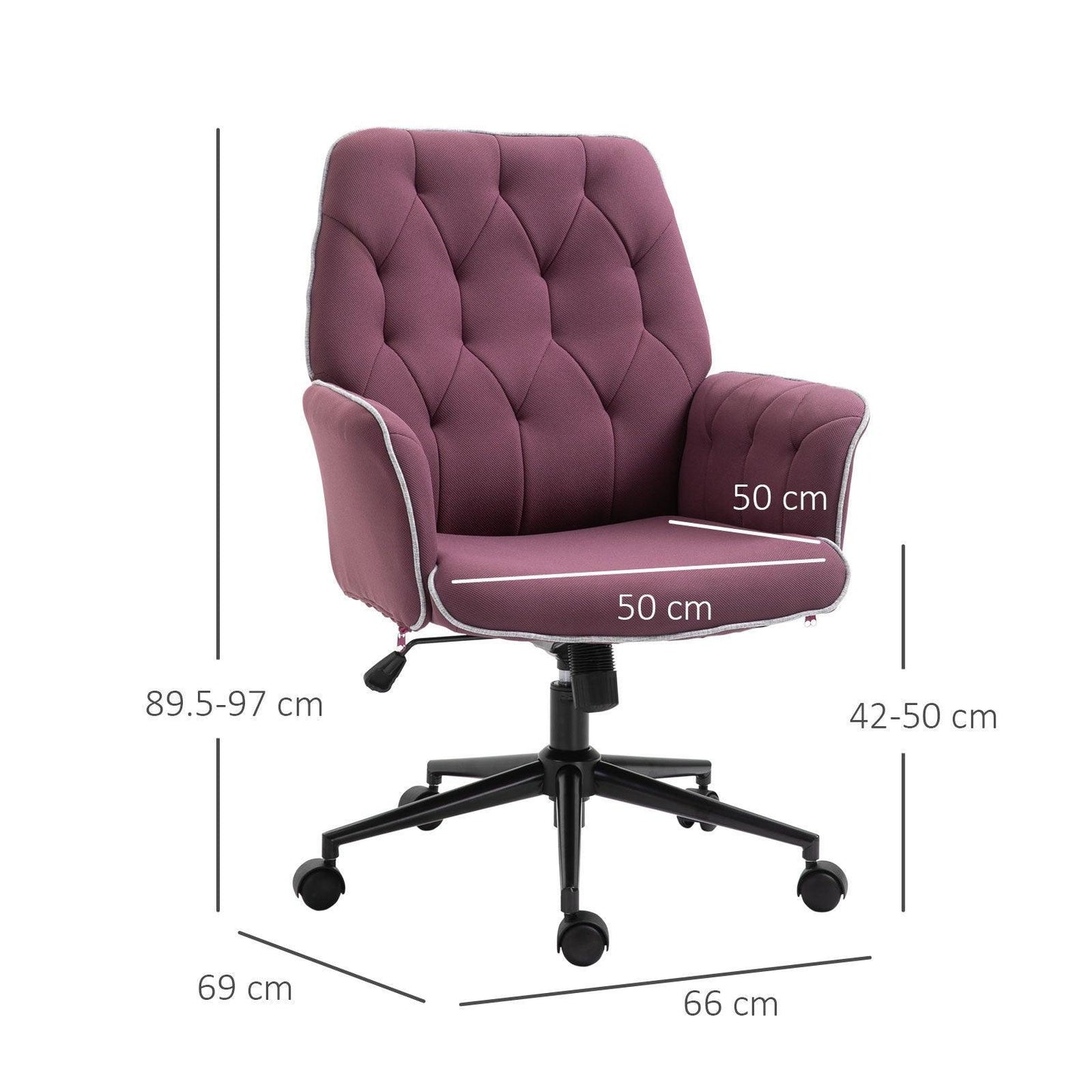 Vinsetto Swivel Office Chair - Adjustable Seat, Purple - ALL4U RETAILER LTD