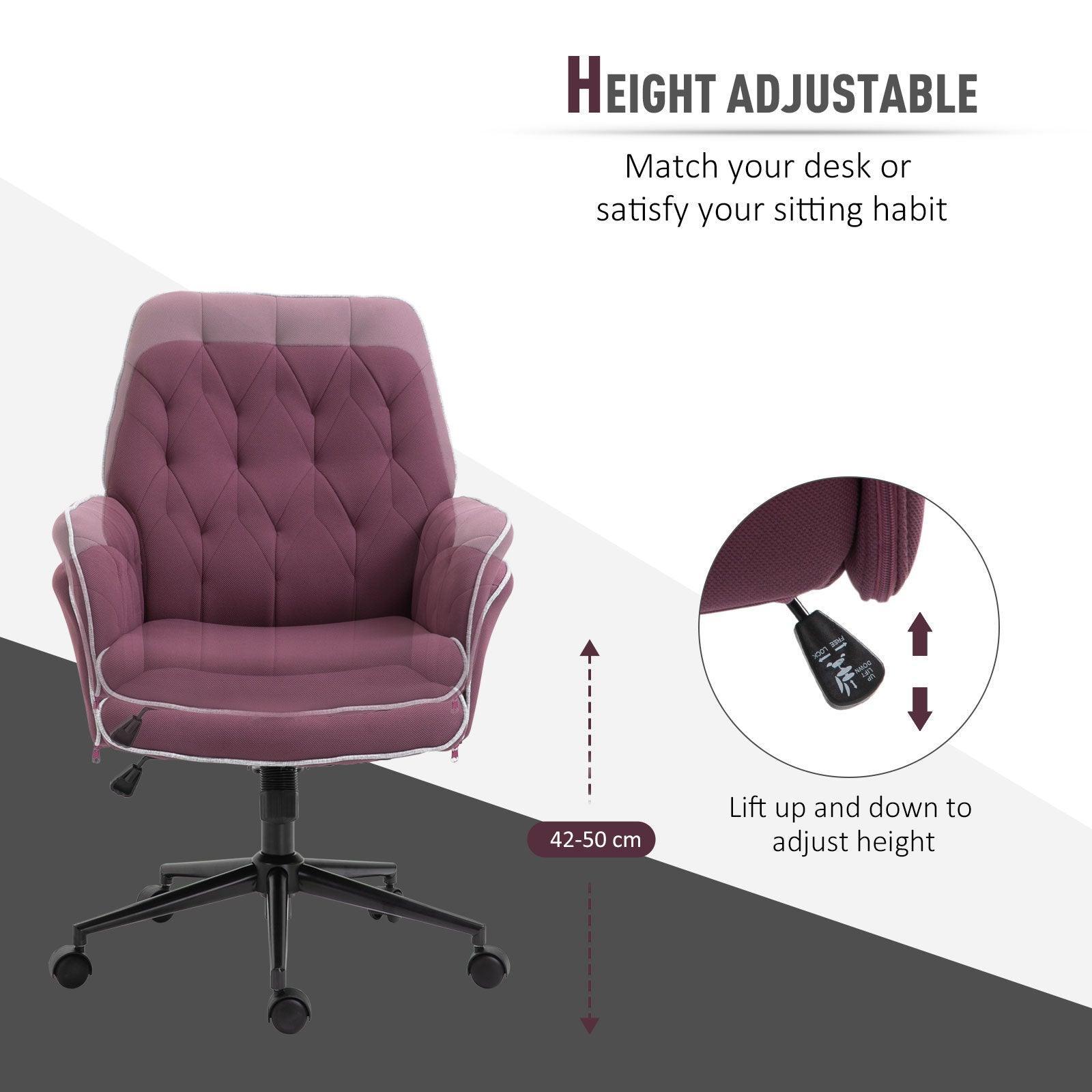 Vinsetto Swivel Office Chair - Adjustable Seat, Purple - ALL4U RETAILER LTD