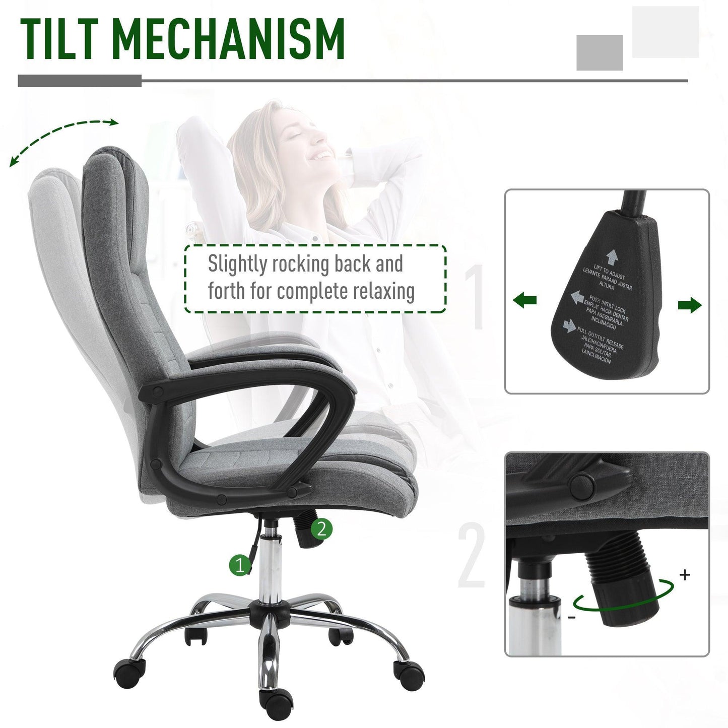 Vinsetto Swivel Office Chair - Modern & Adjustable - ALL4U RETAILER LTD