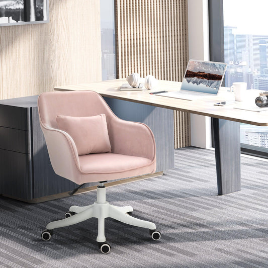 Vinsetto Velvet Office Chair with Massage Pillow - Pink - ALL4U RETAILER LTD