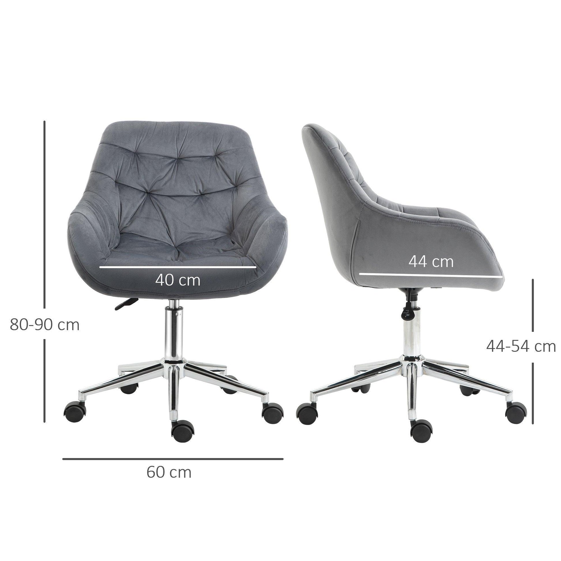 Vinsetto Velvet Swivel Chair - Adjustable Ergonomic Office Chair - ALL4U RETAILER LTD