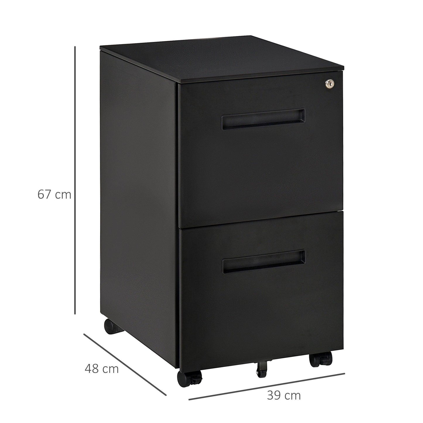 Vinsetto Vertical File Cabinet: A4/Letter Size, Lockable, Black - ALL4U RETAILER LTD