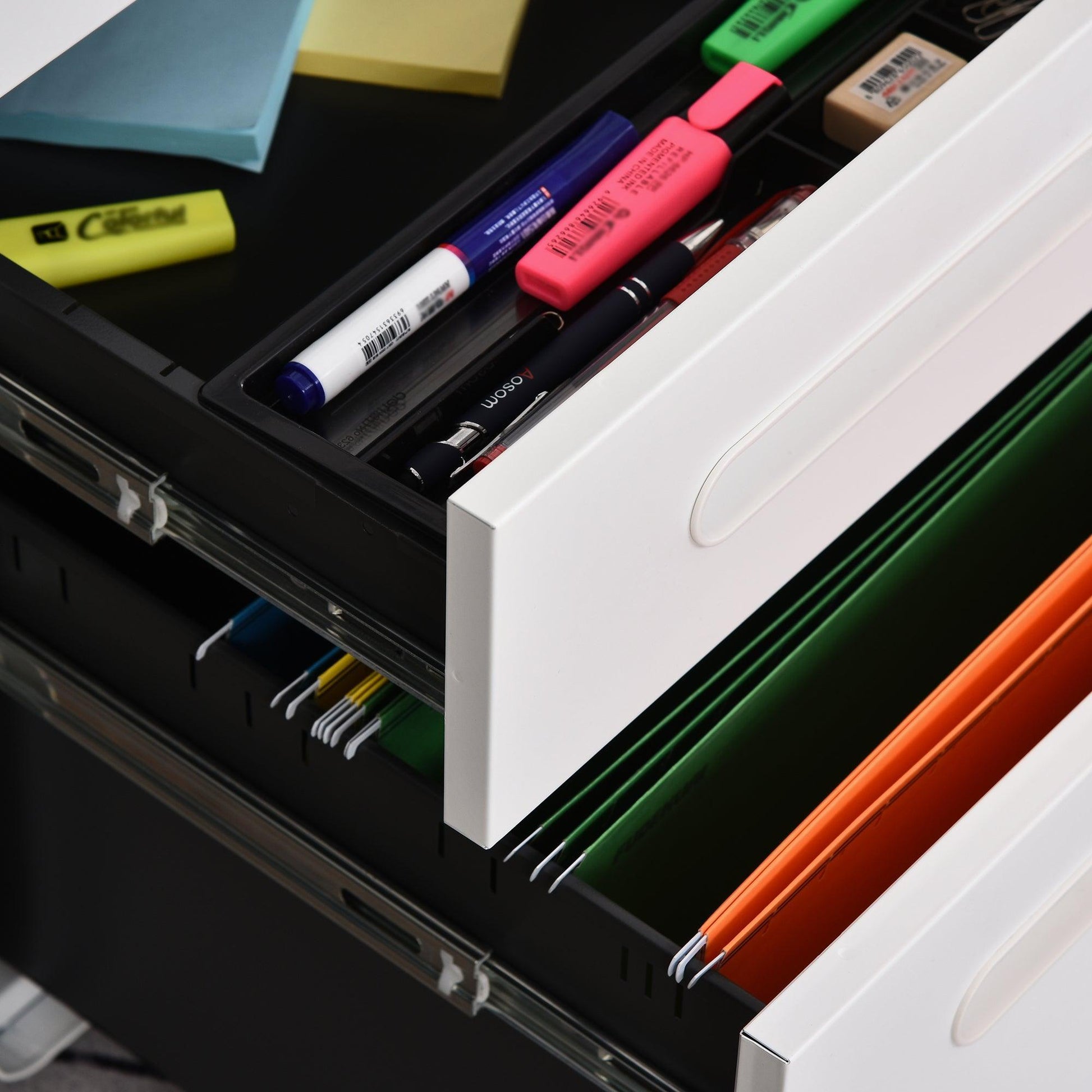 Vinsetto White 3-Drawer Mobile File Cabinet - Lockable & Assembled - ALL4U RETAILER LTD