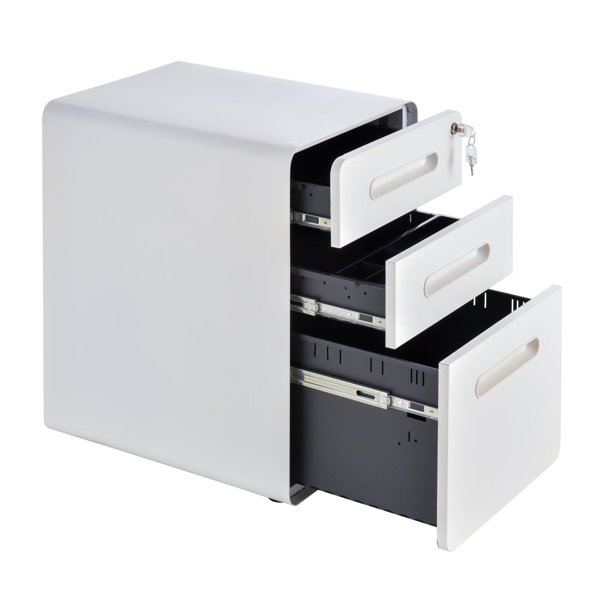 Vinsetto White 3-Drawer Mobile File Cabinet - Lockable & Assembled - ALL4U RETAILER LTD