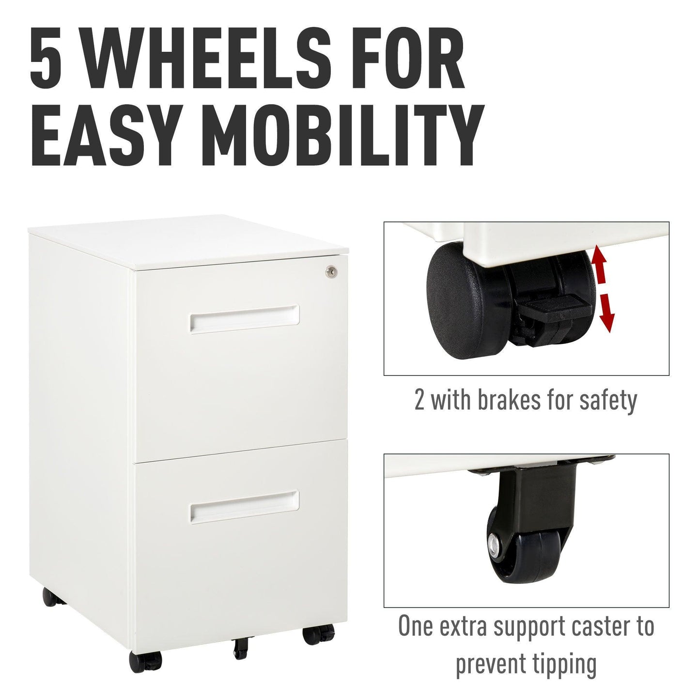 Vinsetto White File Cabinet: Adjustable, Lockable & Organised - ALL4U RETAILER LTD