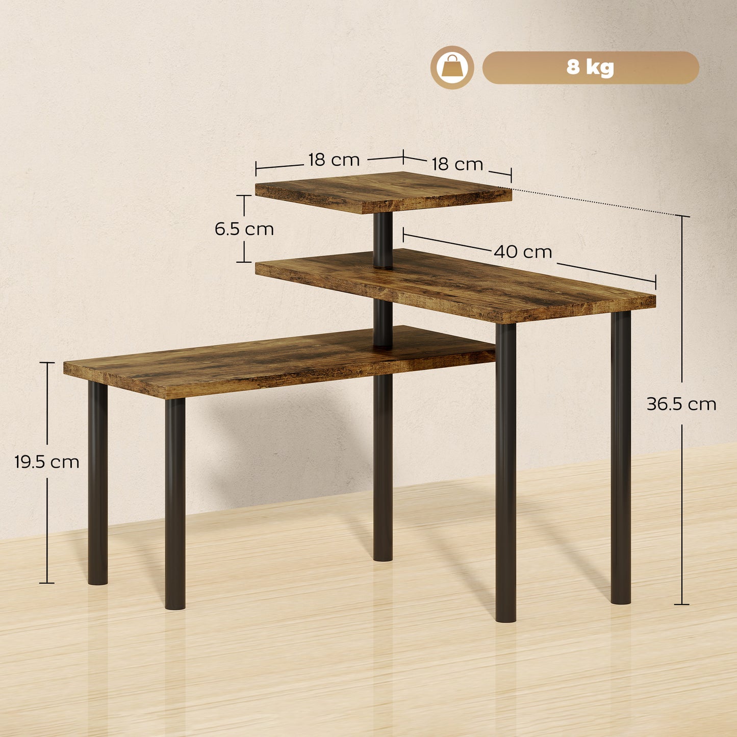 HOMCOM 3 Tier Kitchen Countertop Organizer with Adjustable Spice Rack Corner Shelf for Kitchen Coffee Bar Bathroom