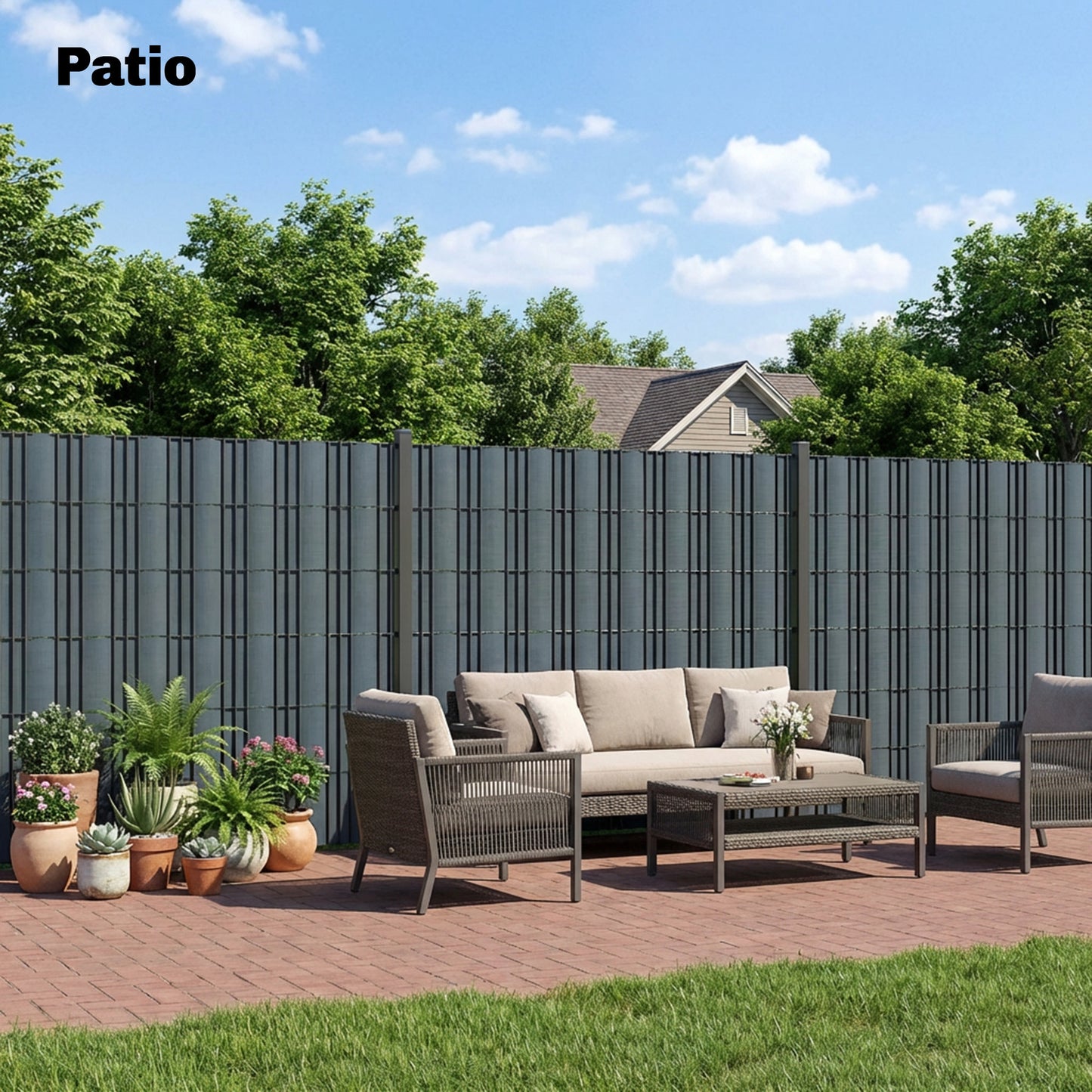 Outsunny Privacy Garden Screen Fence Set 2 Pieces UV Resistant Waterproof Windbreak Fencing 35m By 19cm Grey