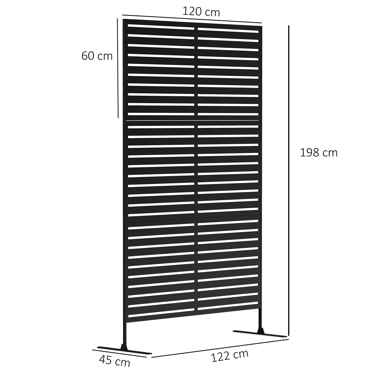 Outsunny Decorative Privacy Fence Screen With Stand 122 X 198 Cm Black Metal Trellis For Outdoor Privacy