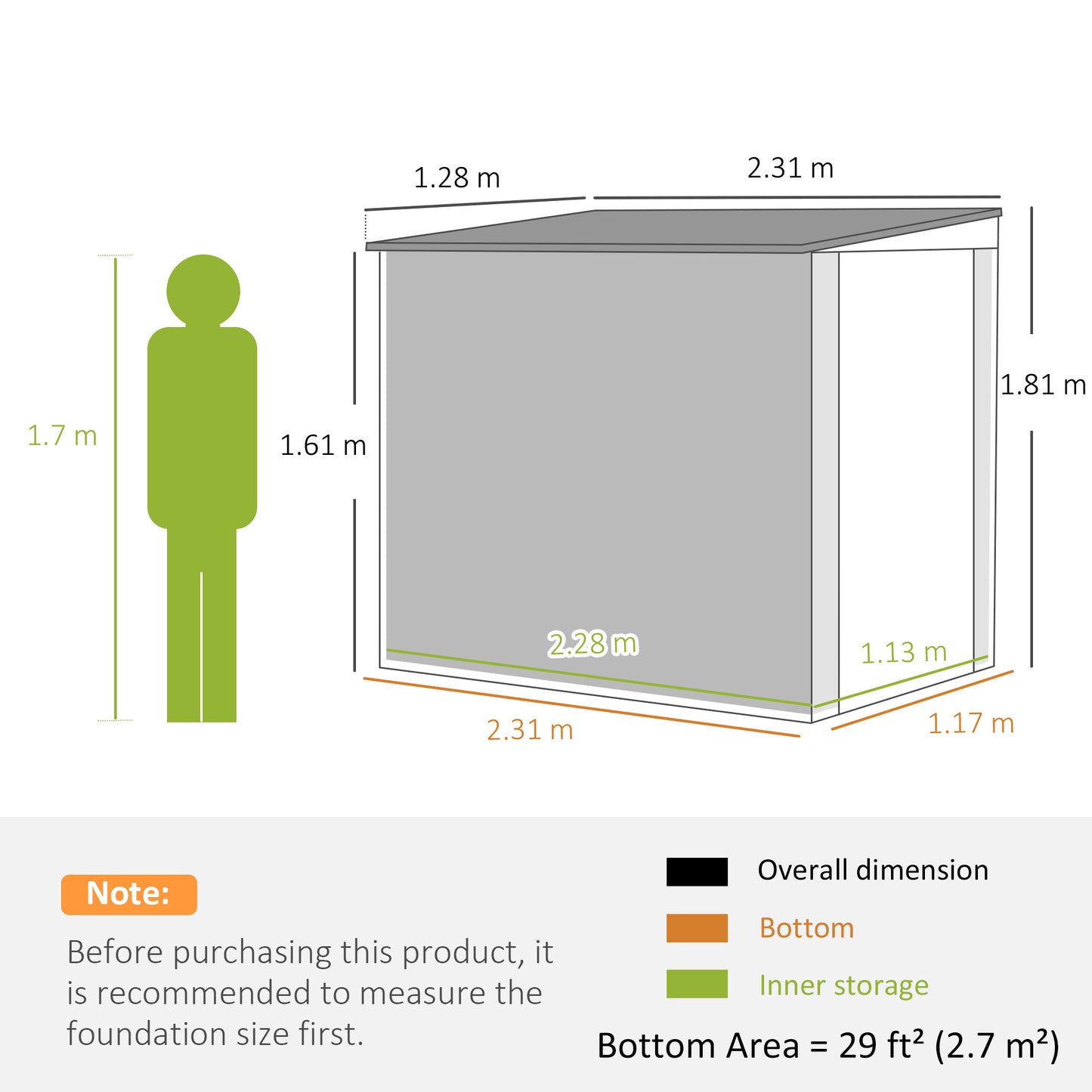 Outsunny 7.6 x 4ft Garden Metal Shed With Window 2 Vents Lockable Door Outdoor Storage for Garden Patio Dark Grey