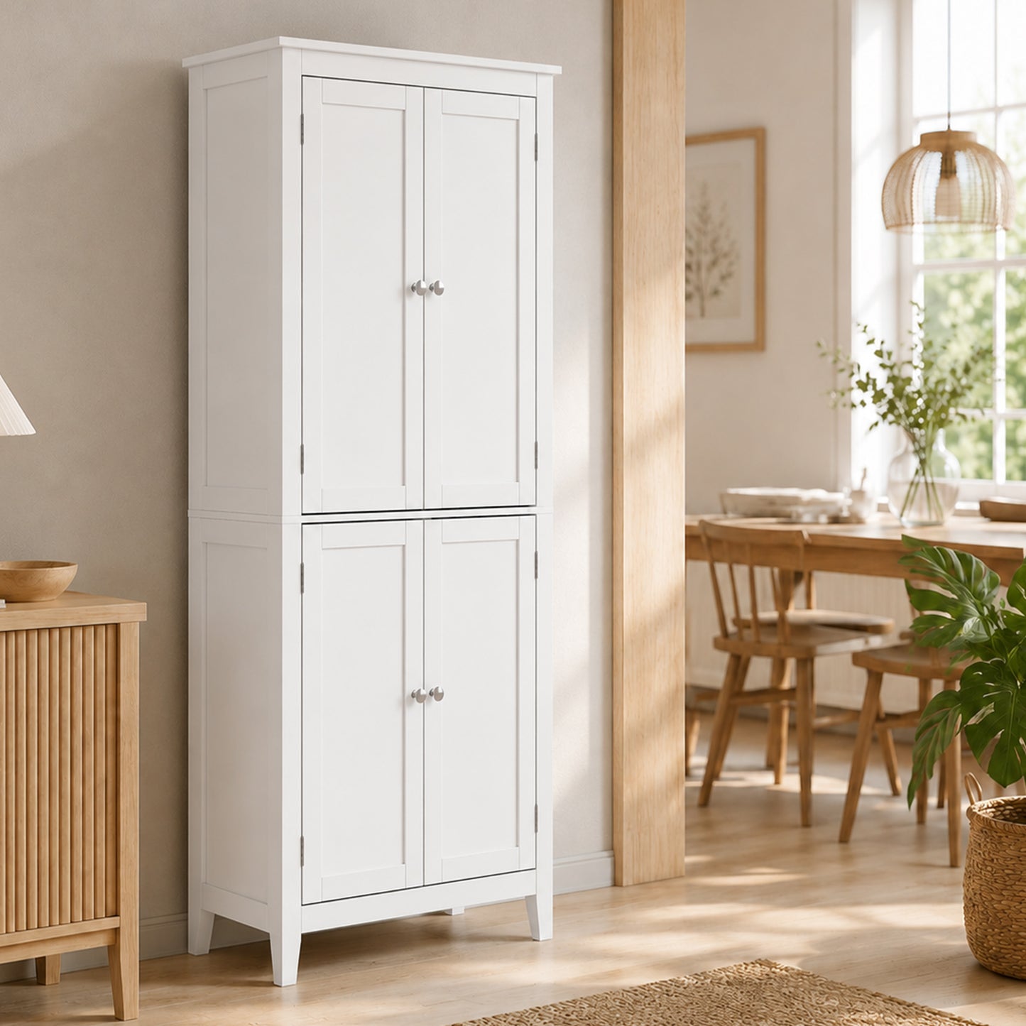HOMCOM 170 cm Tall Bathroom Storage Cabinet Freestanding Narrow Cabinet With Adjustable Shelves For Laundry Room