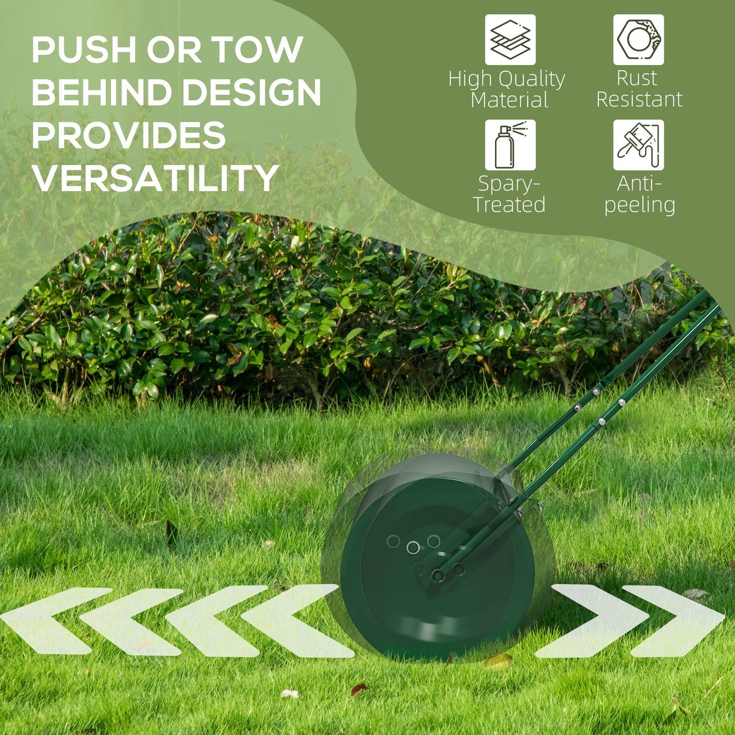 Outsunny 63 L Garden Lawn Roller Water And Sand Filled Drum Heavy Duty Steel Lawn Push Roller For Grass Seeding