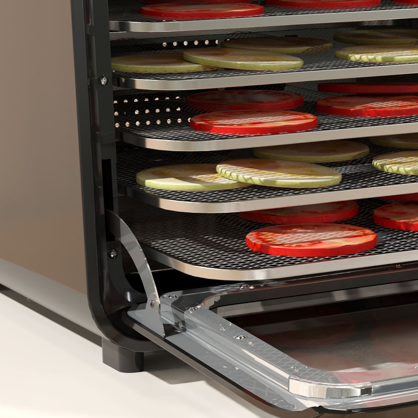 HOMCOM Six Tray Food Dehydrator With Adjustable Temperature 35 To 70 Celsius Black