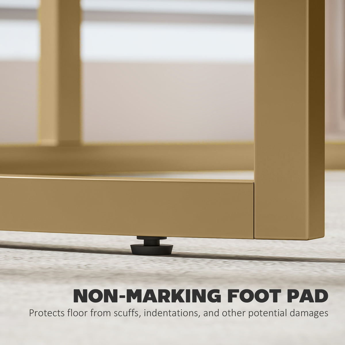 Gold steel coffee table leg with non-marking foot pad