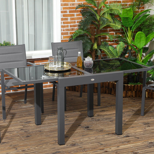 Outsunny Extendable Outdoor Dining Table Patio Table with Aluminium Frame Black - ALL4U RETAILER LTD