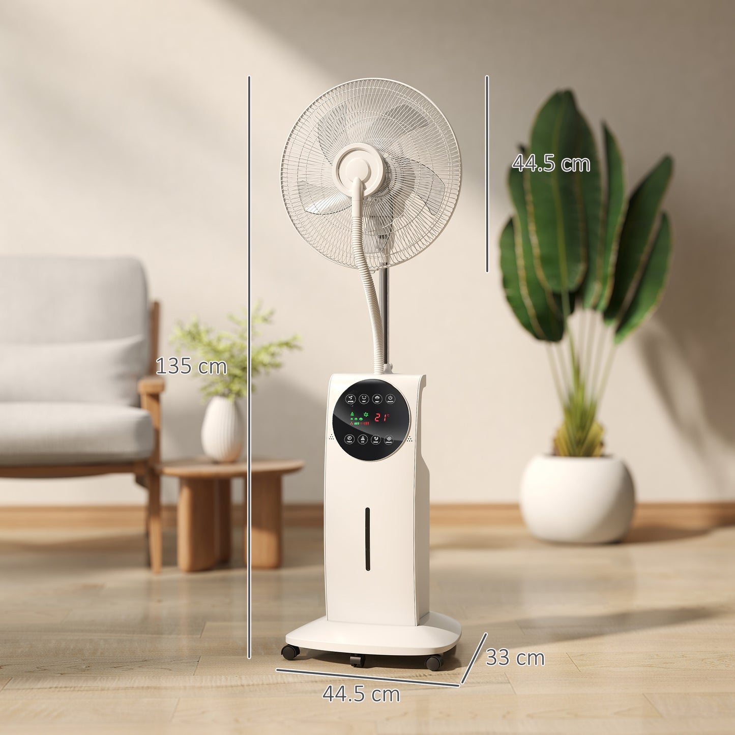 HOMCOM 16 Inch Pedestal Fan With Water Mist Spray Humidifying Misting Fan White