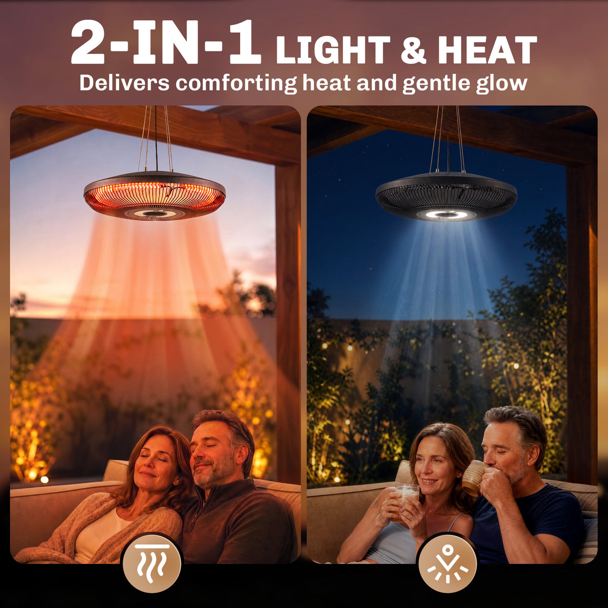Outsunny 2000W Hanging Electric Patio Heater With LED Light And Remote