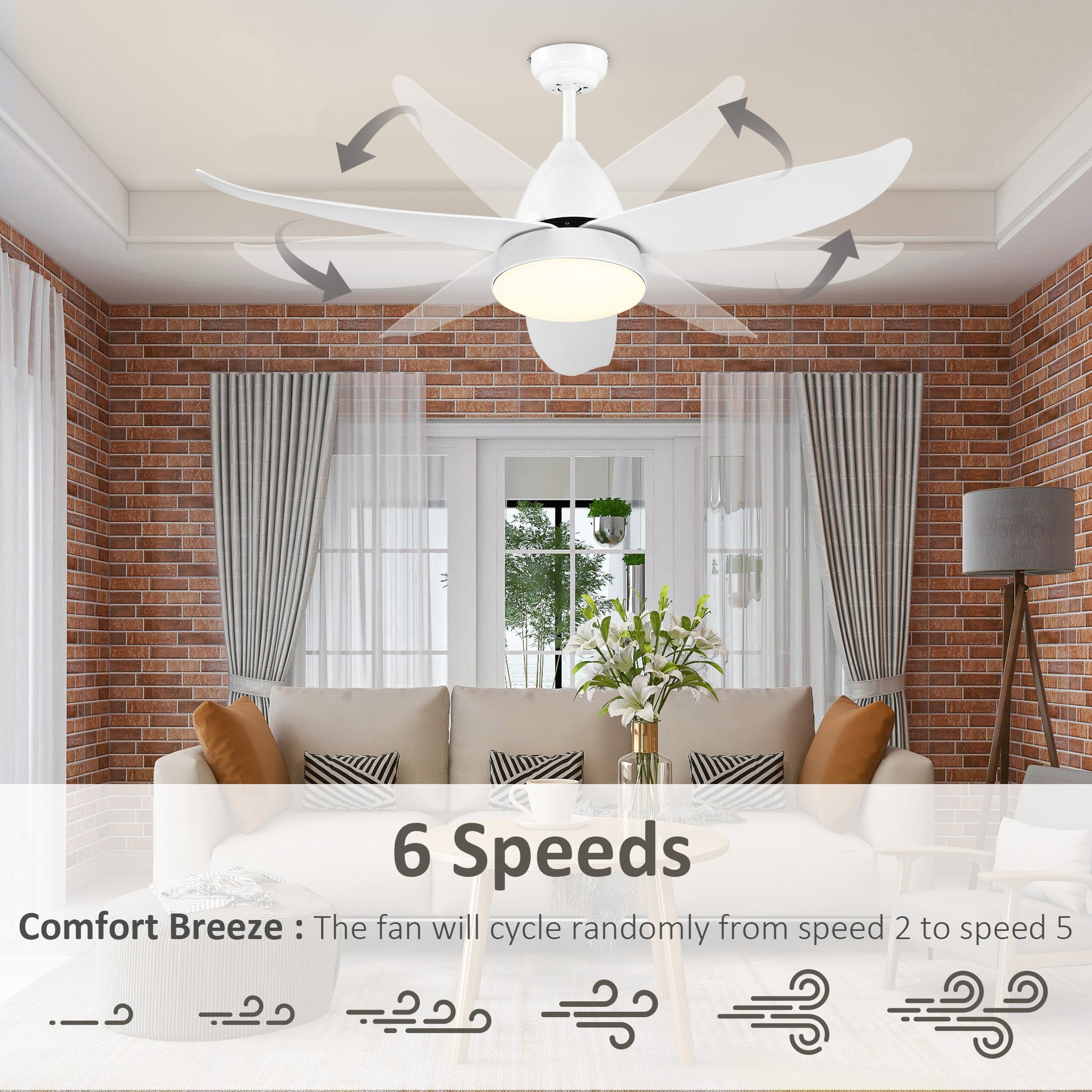 HOMCOM Modern White LED Ceiling Fan with Light & Remote Control, Reversible 3-Blade Design for Living Spaces - ALL4U RETAILER LTD