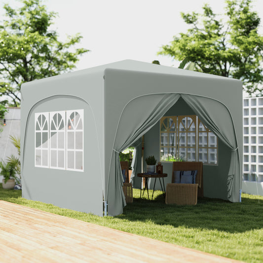 Outsunny 3x3m Pop Up Gazebo Shelter With Accessories Light Grey UPF50 UV Protection Adjustable Heights 253cm 263cm 273cm
