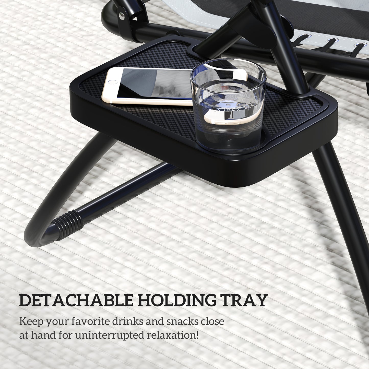 Outsunny Zero Gravity Lounge Chair Set of 2 Folding Reclining Patio Chairs with Shade Cover Cup Holder Headrest