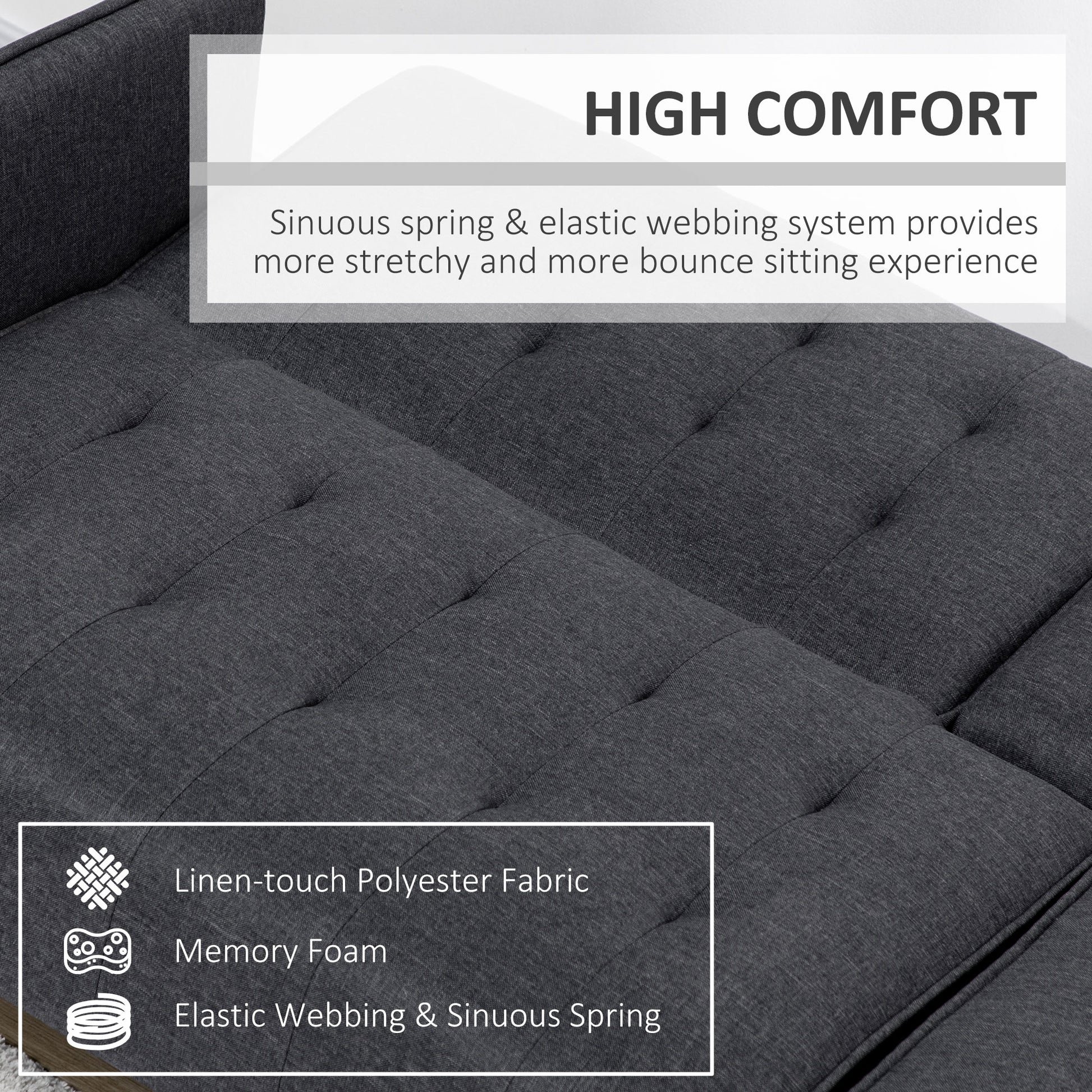 HOMCOM Upholstered Click Clack Sofa Bed Linen Feel 3 Seater Sofa Bed with Storage Cupholders Grey - ALL4U RETAILER LTD