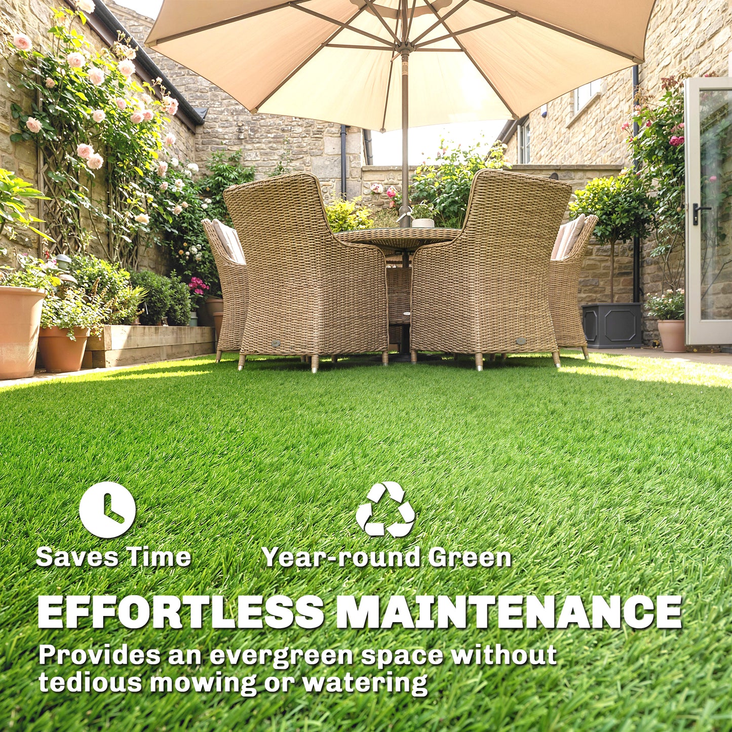 Outsunny Pet Turf Artificial Grass 1m X 4m Low Maintenance Realistic Lawn With Drain Holes For Garden Green