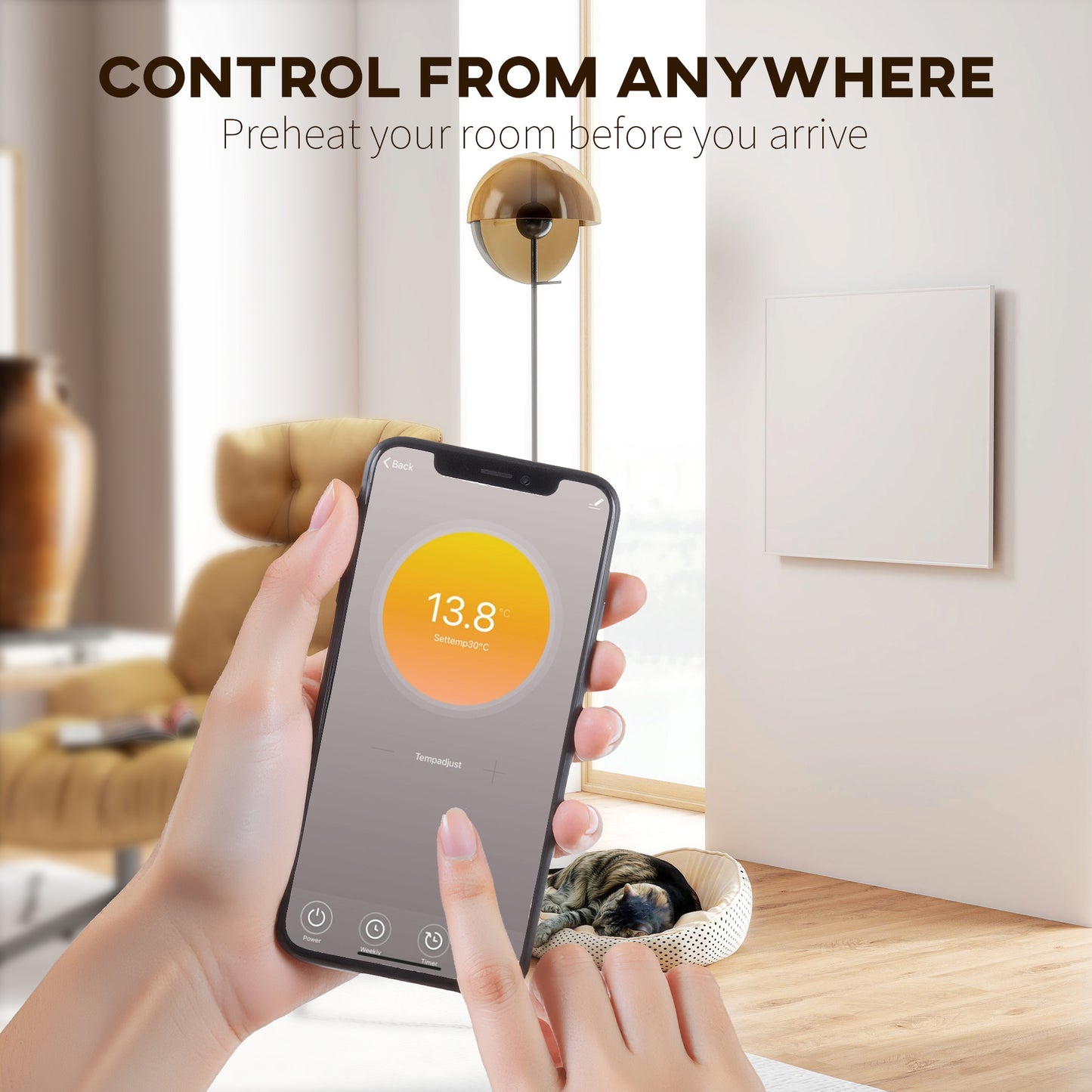 HOMCOM WiFi Smart Electric Heater Far Infrared Wall Mounted 520W With App Control And Scheduling For Cozy Heating