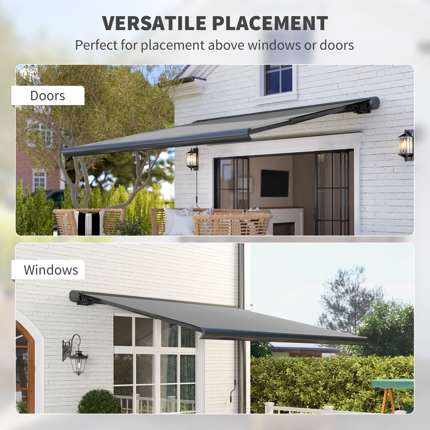 Outsunny 3.5 X 3 M Electric Awning Aluminium Frame DIY Retractable Awning UV50+ Sun Shade Canopy Light Grey