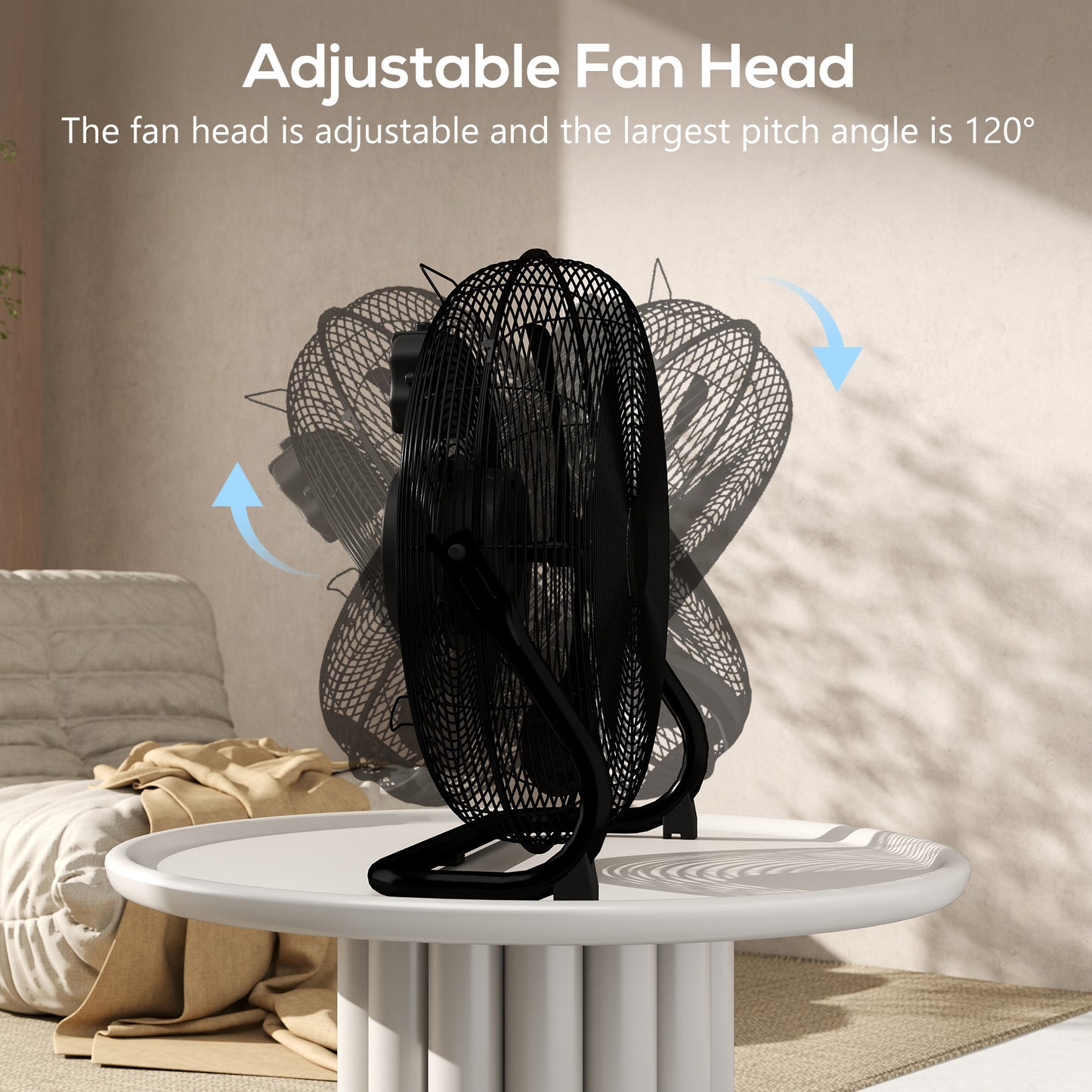 HOMCOM 20 Inch Metal Floor Fan With Tilting Head High Velocity 3 Speed Portable Gym Fan For Home Office Black