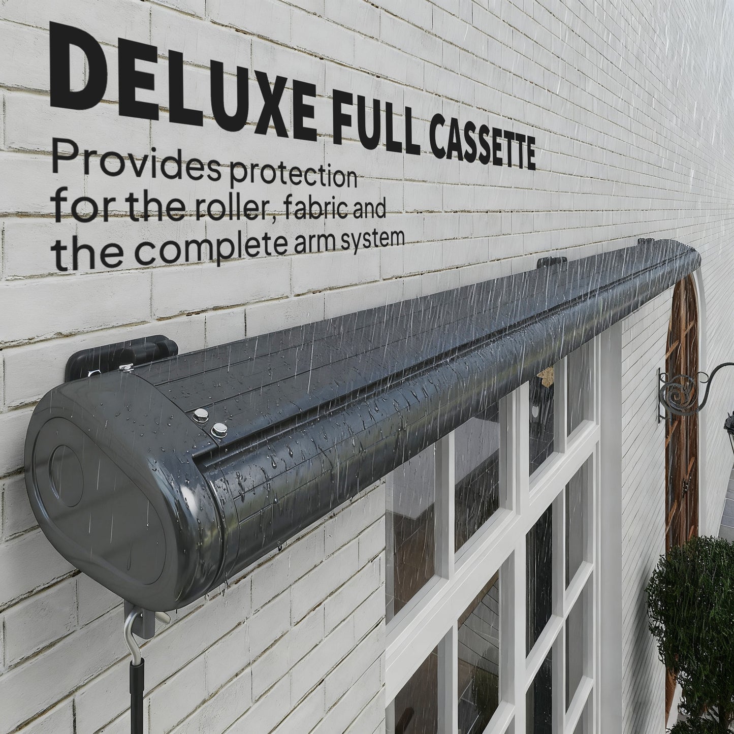Outsunny 4x3m Full Cassette Electric Awning With Remote Aluminium Frame Retractable Garden Canopy UPF50 Dark Grey