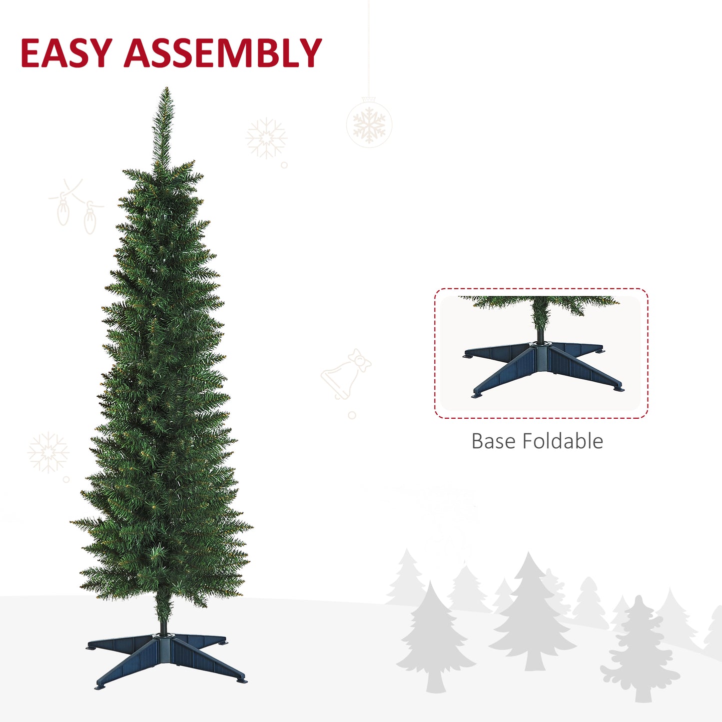 HOMCOM 1.5m Green Artificial Christmas Pine Tree with Sturdy Plastic Base - ALL4U RETAILER LTD