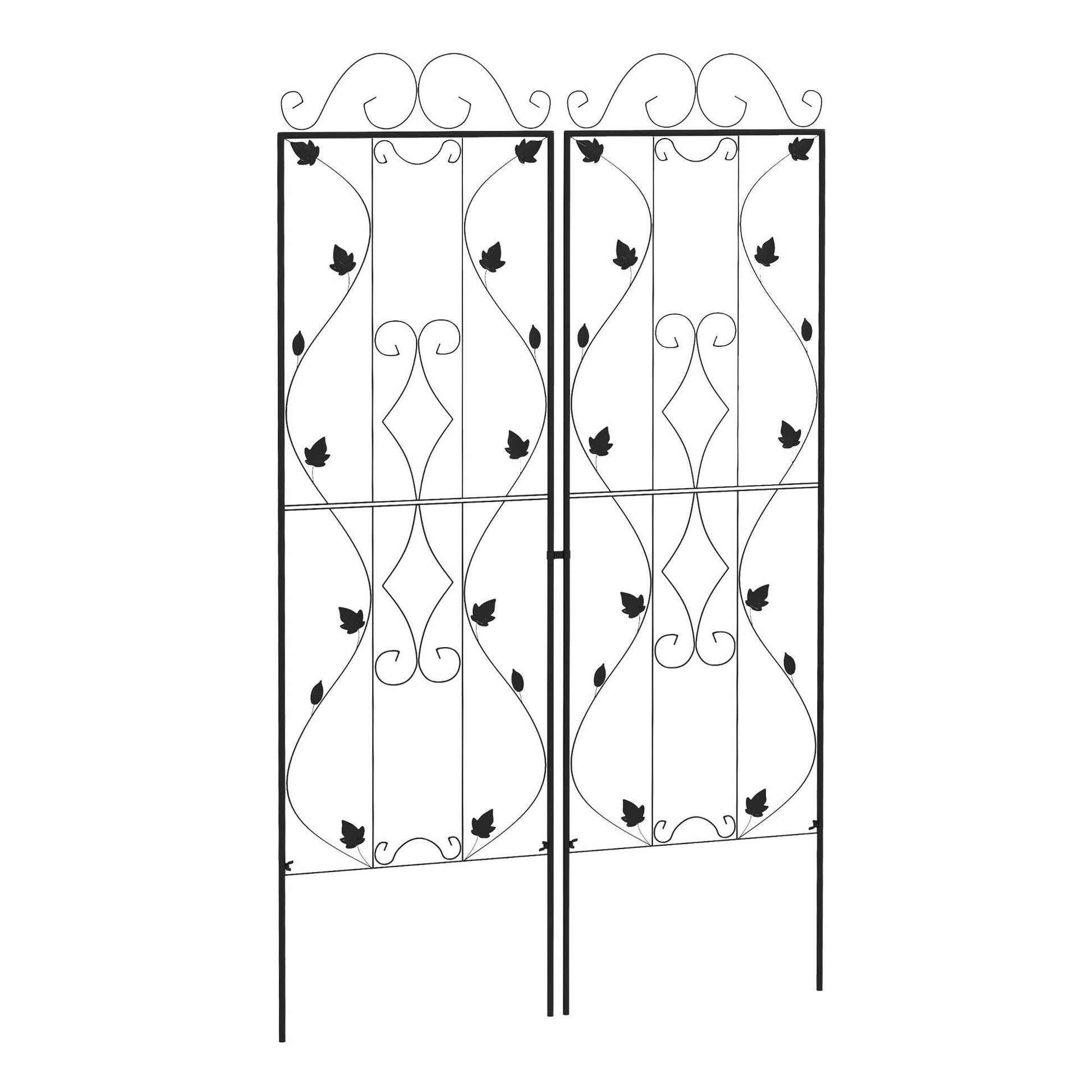 Outsunny Metal Trellis Set of 2, Garden Trellis for Climbing Plants Support Frames, Leaf Design - ALL4U RETAILER LTD