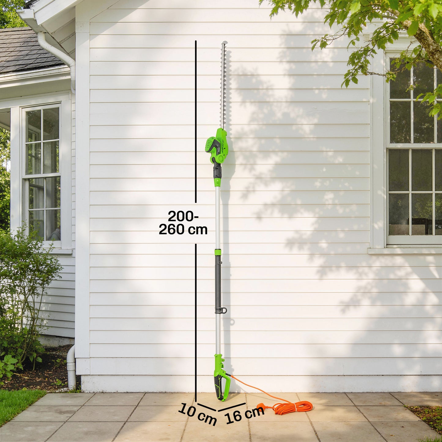 Outsunny 2.6m Corded Extendable Hedge Trimmer With 90 Degree Adjustable Head 450W Electric Hedge Cutter Long Reach