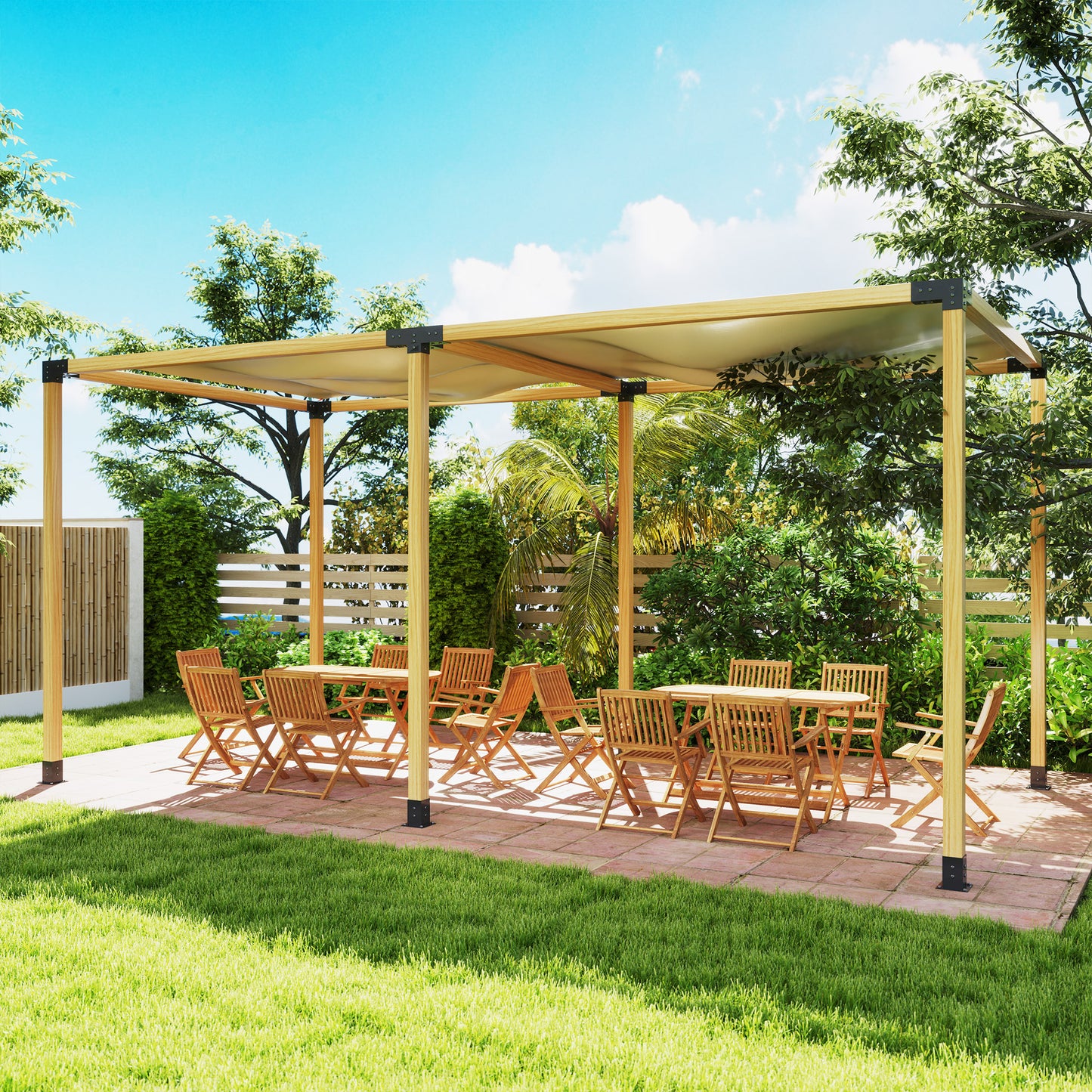 Outsunny 12 Pieces Pergola Kit Brackets 3 Way 4 Way Corner Brackets For 9.6 By 9.6 cm Lumber