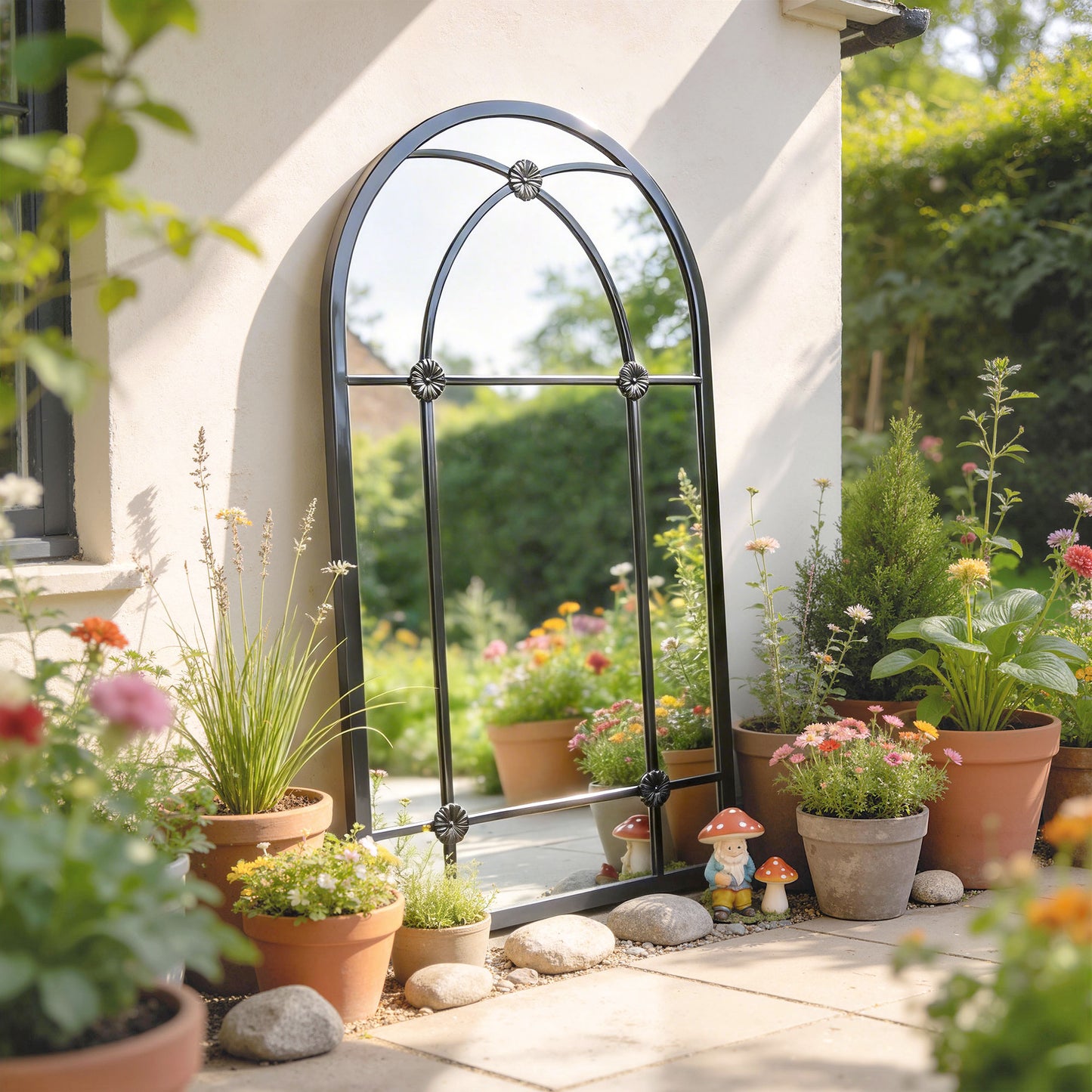 Outsunny Arched Mirror With Shatterproof Acrylic Windowpane, Wall Mounted, Black Metal Frame, 100 x 60 cm