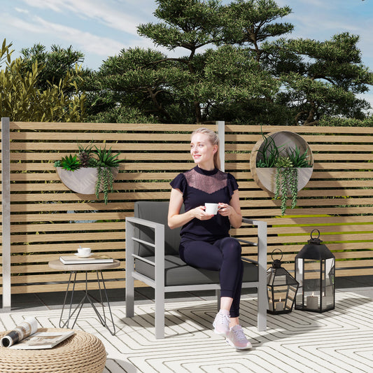 Outsunny Two Piece Garden Sofa Set All Weather With Removable Cushions Metal Frame Outdoor Furniture Charcoal Grey