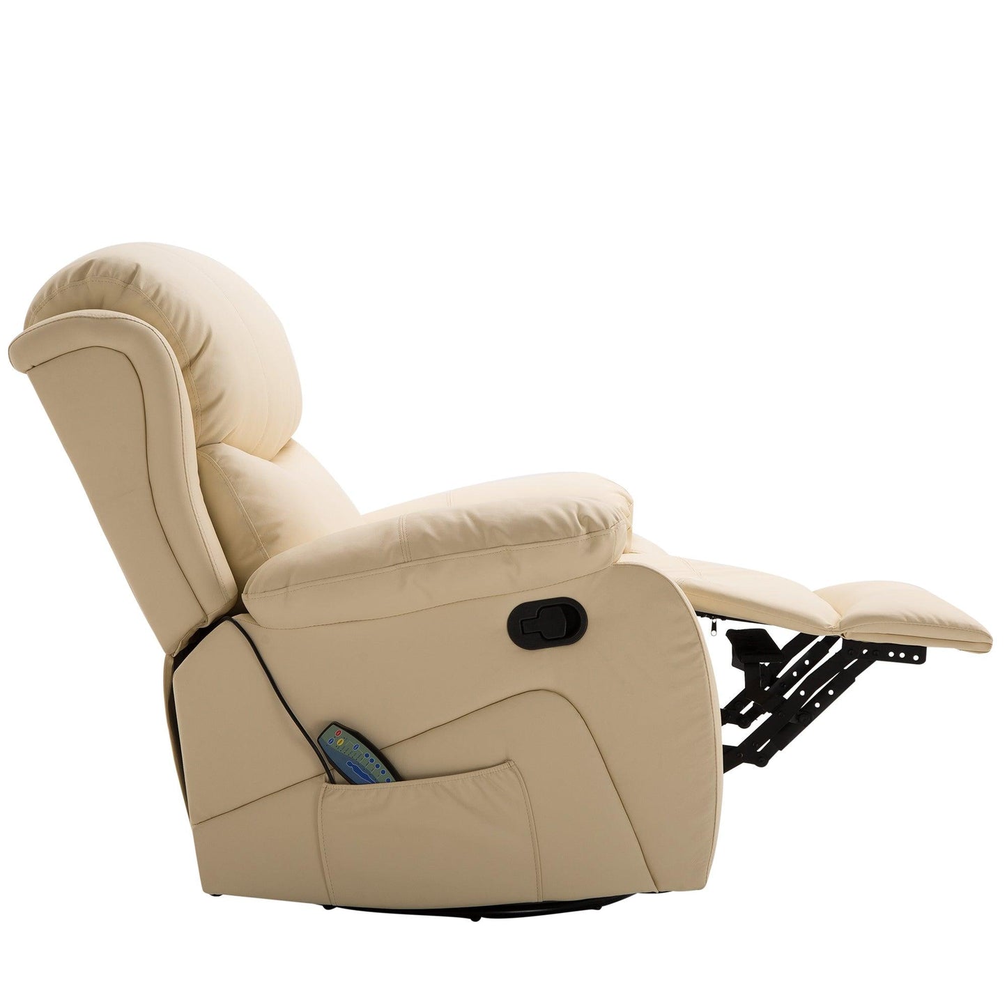 HOMCOM Massage Recliner Chair Manual Reclining Chair with Footrest Remote Beige - ALL4U RETAILER LTD