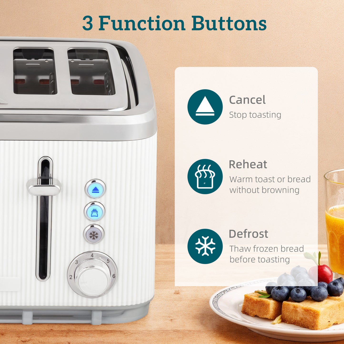 HOMCOM Kettle And Toaster Set 3000W 1.7L UK Strix Thermostat Limescale Filter 4 Slice Toaster 7 Browning Levels White