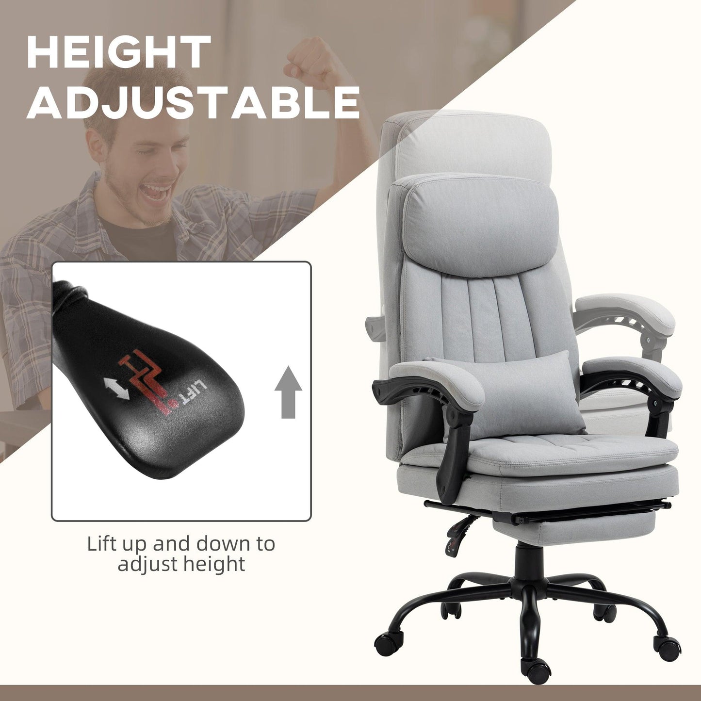 Vinsetto Vibration Massage Office Chair with Heat, Microfibre, Grey - ALL4U RETAILER LTD