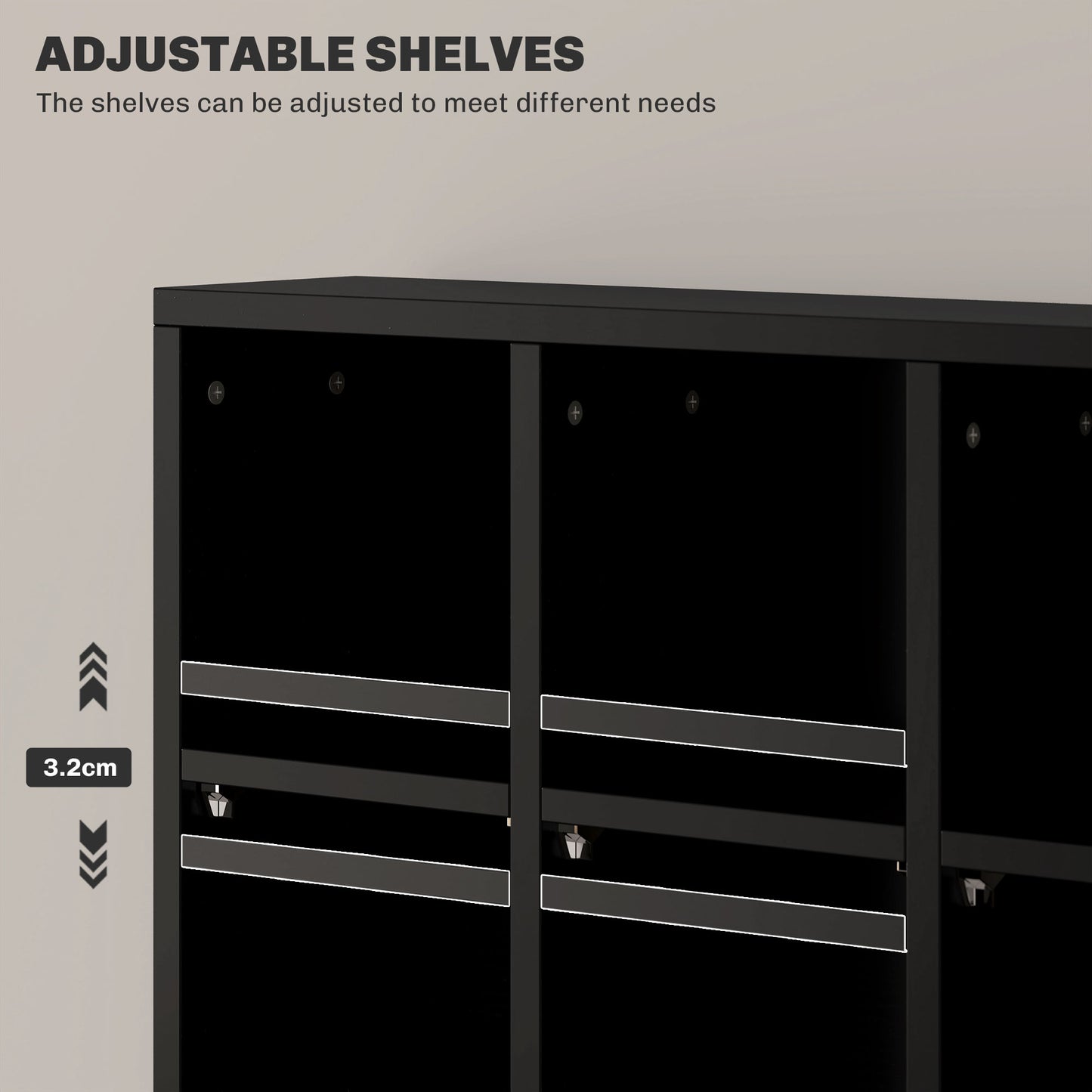 HOMCOM CD And DVD Storage Unit With Adjustable Shelves For Home Theater 89 x 130.5 cm Black Modern Cabinet
