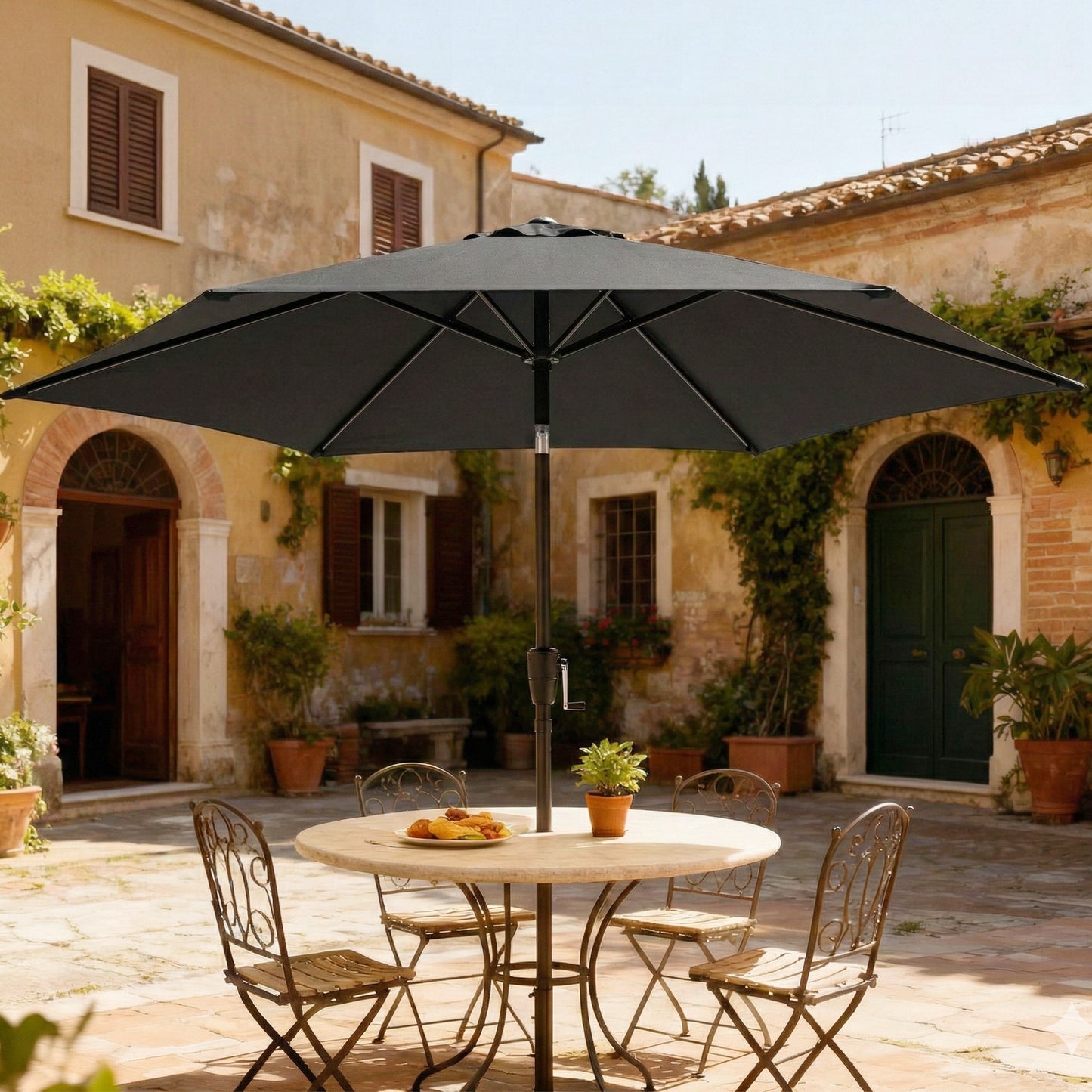 Outsunny 2m Garden Parasol Umbrella With Crank Handle And Tilt Function UV30+ Protection For Outdoor Tables