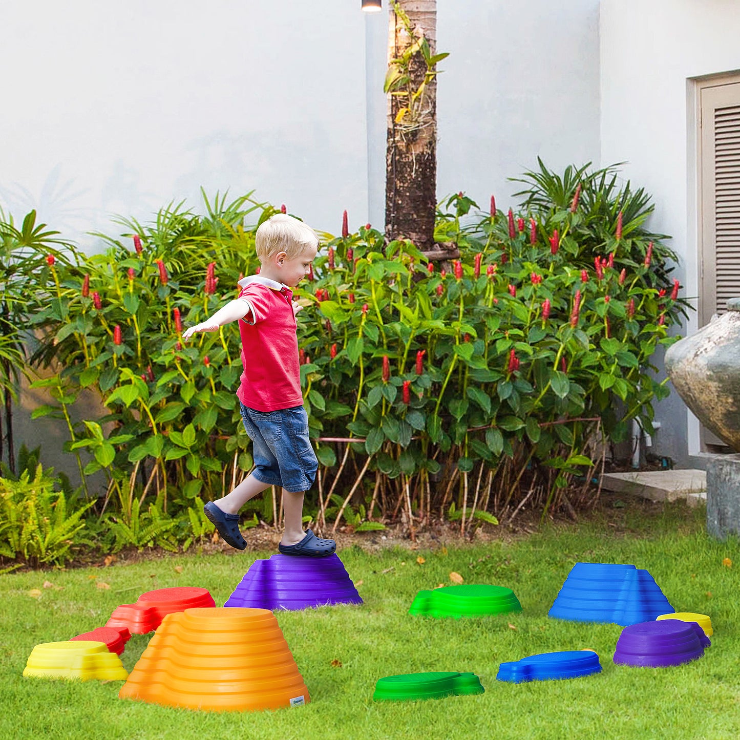 AIYAPLAY Colorful Fish-Shaped Balance Stepping Stones for Kids - 11-Piece Non-Slip Obstacle Course Set - ALL4U RETAILER LTD