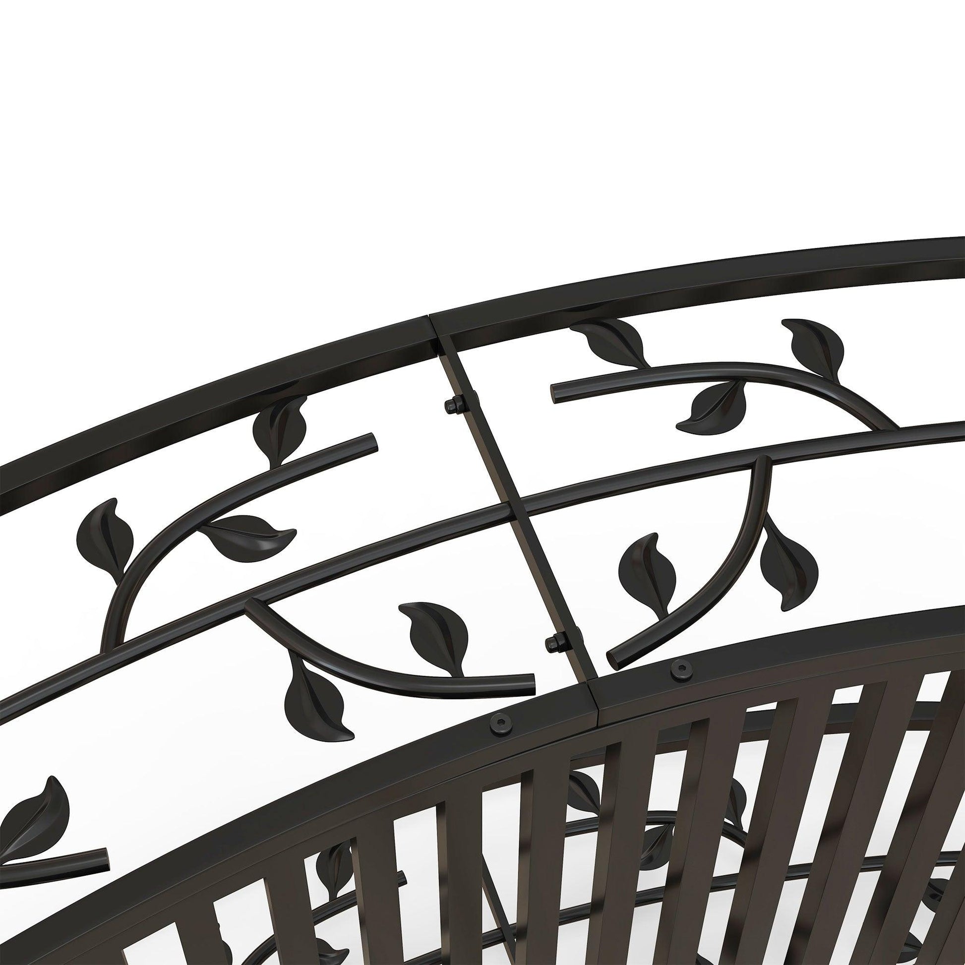 Outsunny 1.2M Metal Decorative Vine Pattern Arch Garden Bridge, Black - ALL4U RETAILER LTD