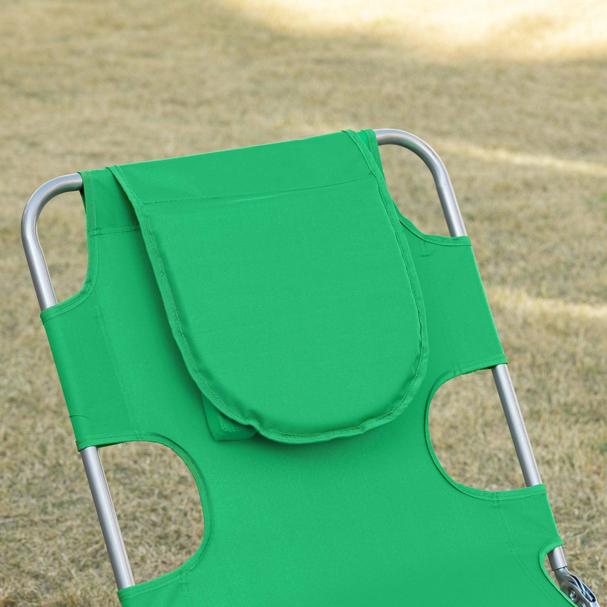 Outsunny Beach Chaise Lounge, Portable Sun Lounger - ALL4U RETAILER LTD