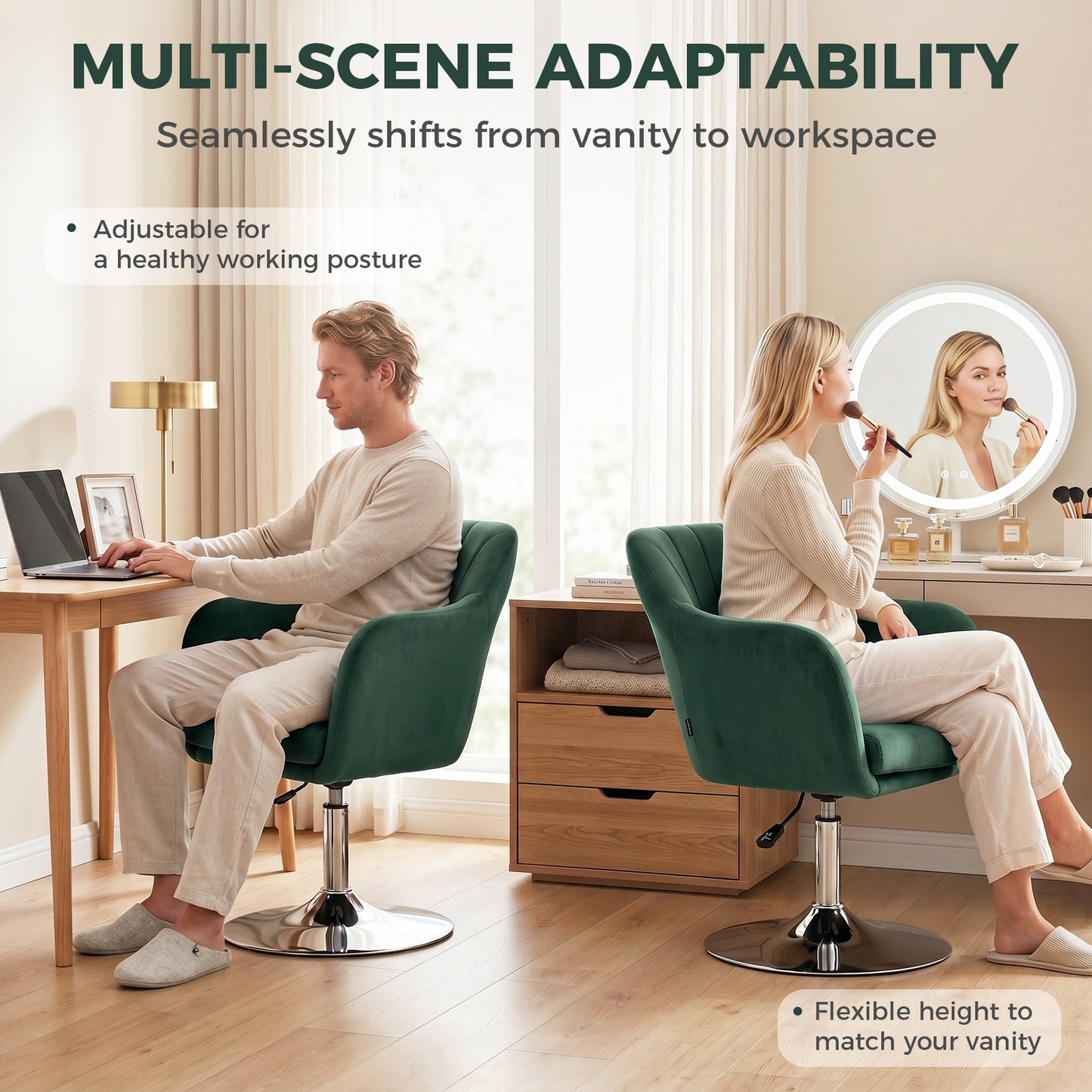 HOMCOM Retro Velvet Swivel Tub Chair With Steel Frame Cushioned Seat Dark Green Modern Lounge