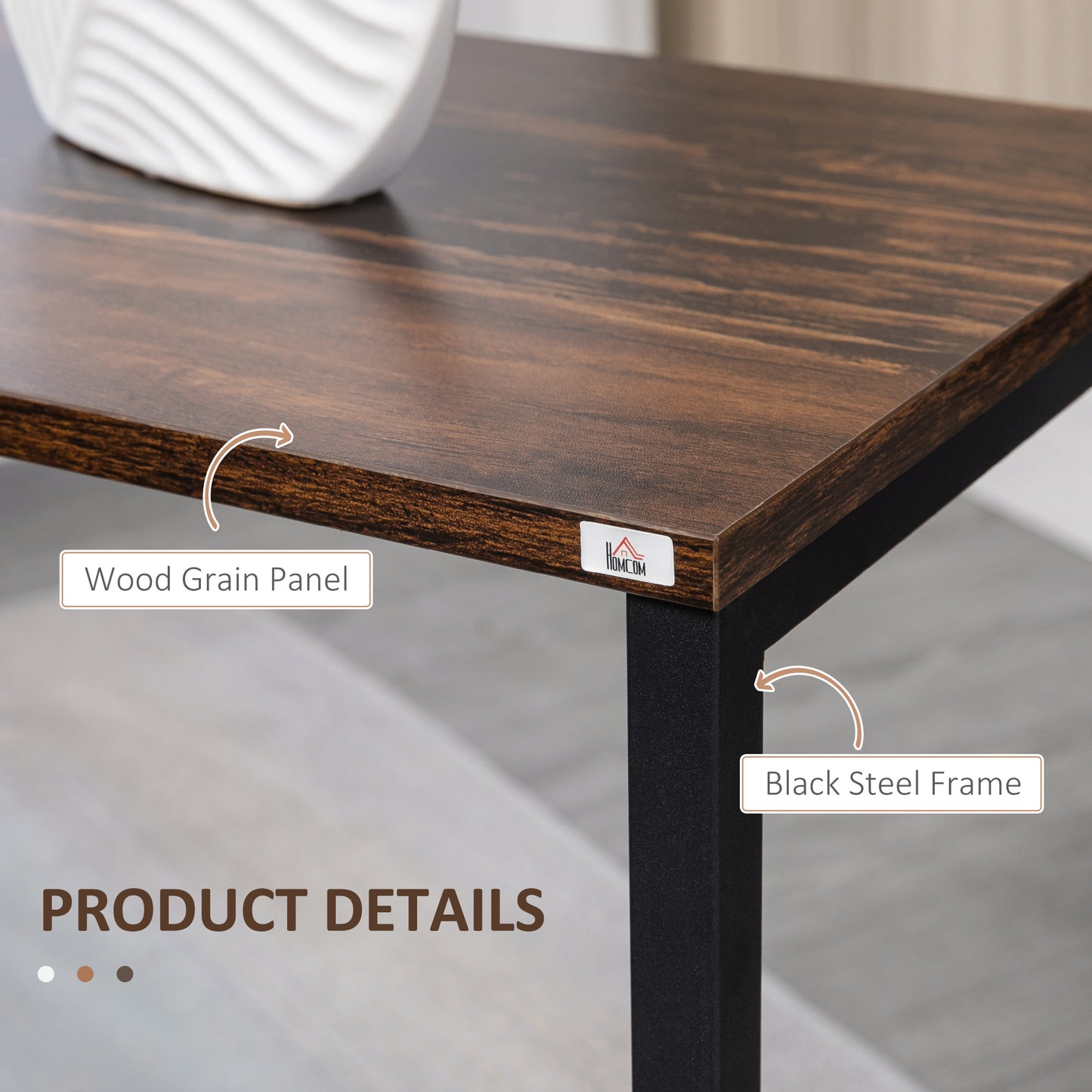 HOMCOM Industrial C-Shaped Nesting Tables Set of 3 for Living Room, Rustic Brown Steel Frame Snack Tables - ALL4U RETAILER LTD