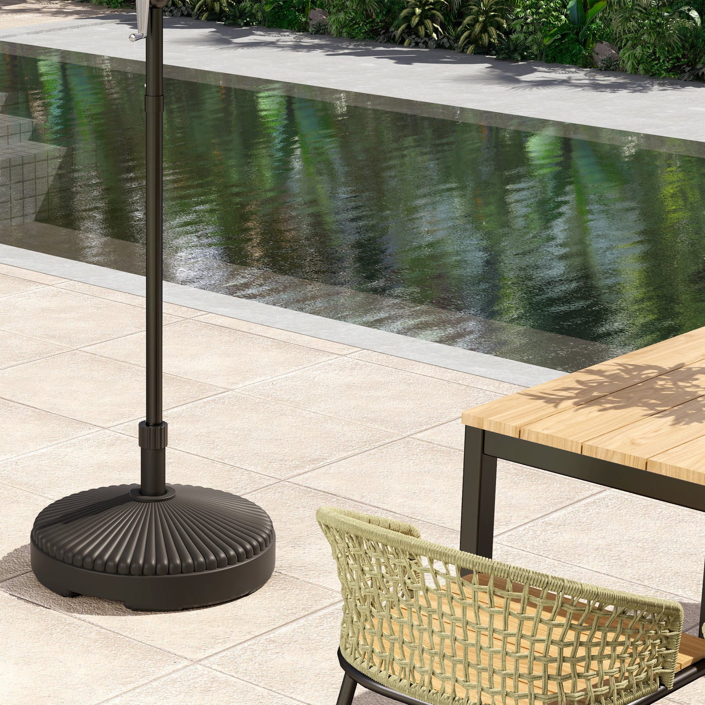 Outsunny Garden Parasol Base Holder HDPE 28kg Sand Filled 23kg Water Filled Diameter 55 cm Height 30 cm Black