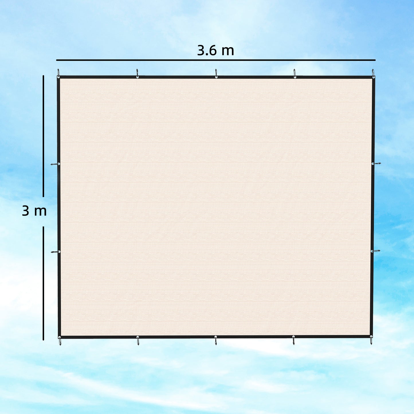 Outsunny Shade Sail UV Protection Canopy for Patio and Garden 3 by 3.6 m Beige with Stainless Steel Eyelets